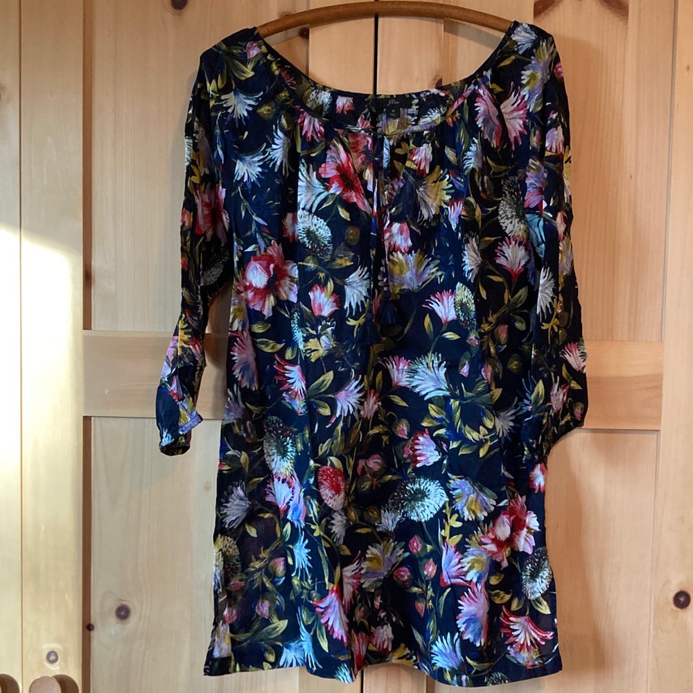 J. Crew Floral Blouse Tunic Cover Up